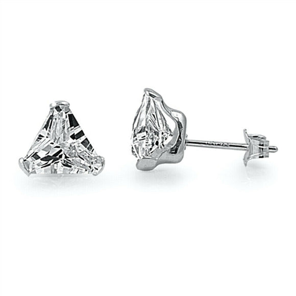 Tiny 4 mm Cubic Zirconia Triangle Stud Earrings in Sterling Silver