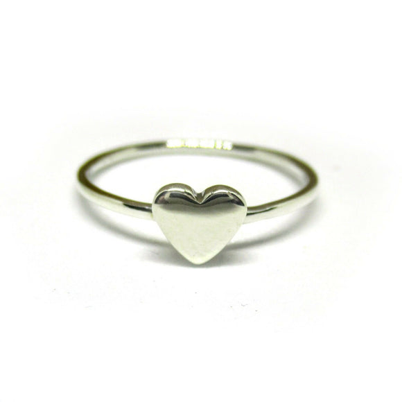 Dainty Sterling Silver Love Heart Stacking Ring
