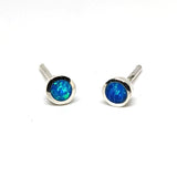 Petite Sterling Silver Blue Opal Stud Earrings 4 mm
