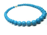 Turquoise Howlite 12 mm Gemstone Bead Statement Necklace With Trigger Clasp 17"