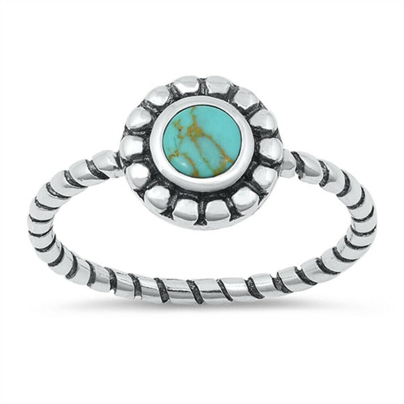 Bali Bubble Style Oxidised Sterling Silver Turquoise Ring