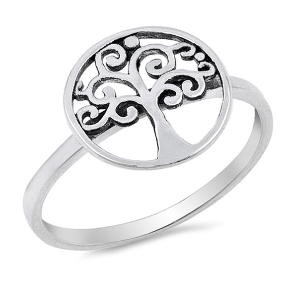 925 Sterling Silver Tree Of Life Circle Ring
