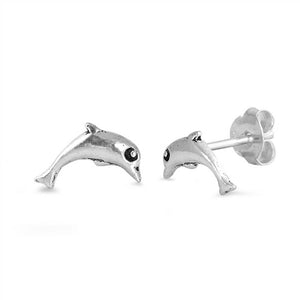 Tiny Sterling Silver Dolphin Stud Earrings 6 x 4 mm