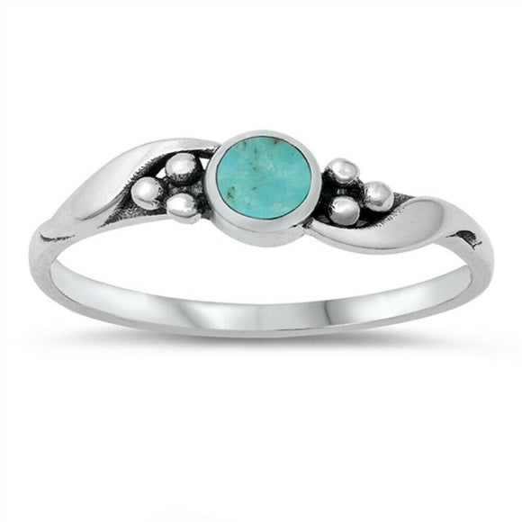 Bali Style Oxidised Sterling Silver Turquoise Bubble Swirl Ring