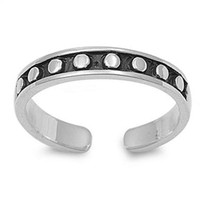 Oxidised  Sterling Silver Polka Dot Adjustable Toe Ring