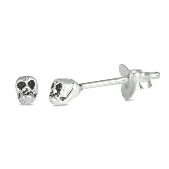 Tiny Sterling Silver Skull Stud Earrings 4 mm