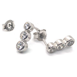 Sterling Silver Bezel Set Cubic Zirconia Drop Earrings