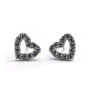 Sterling Silver Cubic Zirconia CZ Heart Stud Earrings