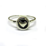 Oxidised 925 Sterling Silver Heart Button Ring