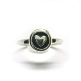 Oxidised 925 Sterling Silver Heart Button Ring