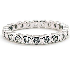 Sterling Silver Cubic Zirconia Stacking Eternity Band Ring 3 mm