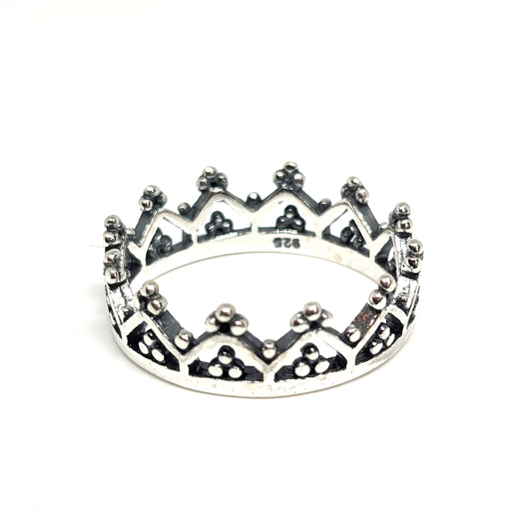 Oxidised Sterling Silver Crown Ring