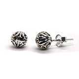 Sterling Silver Bali Ball Stud Earrings