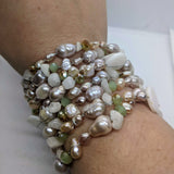 Freshwater Pearl, Mother of Pearl and Crystal Bead Long Necklace