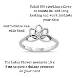 Sterling Silver Lotus Flower Peace Ring