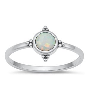White Opal Sterling Silver Bali Style Stacking Ring