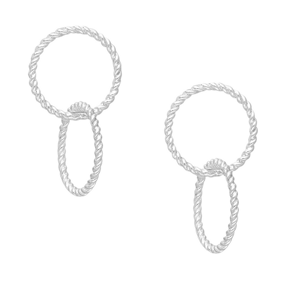 Sterling Silver Circle links Stud Earrings