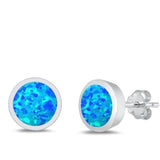 Petite Sterling Silver Blue Opal Stud Earrings 4 mm