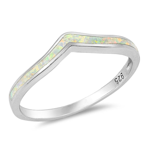 Sterling Silver & White Opal Wishbone Ring
