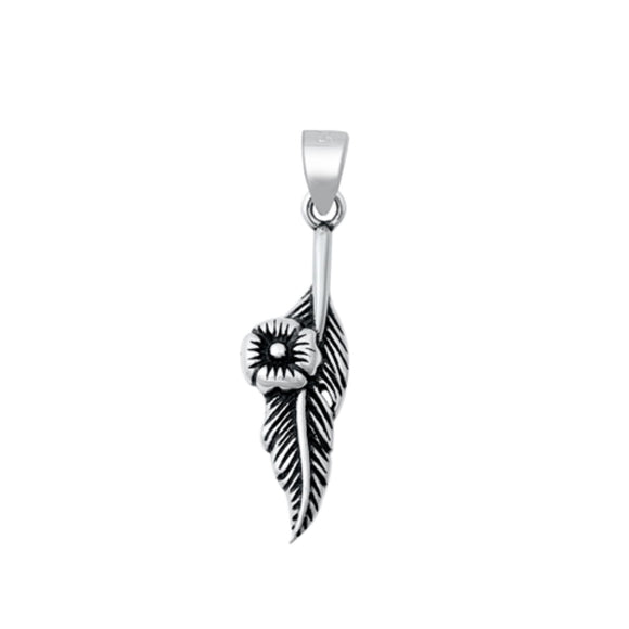 Sterling Silver Forget-Me-Not Angel Feather Pendant