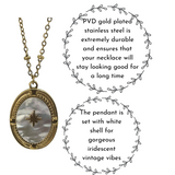 Gold PVD Stainless Steel & Mother of Pearl Pendant Necklace