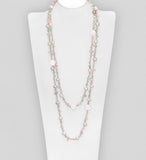 Freshwater Pearl, Mother of Pearl and Crystal Bead Long Necklace