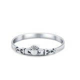 Skinny Sterling Silver Celtic Style Claddagh Stacking Ring