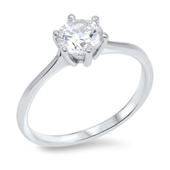 Sterling Silver 7 mm Cubic Zirconia Solitaire Ring