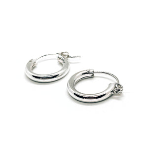 Sterling Silver Snap Post Hoop Earrings 14 mm