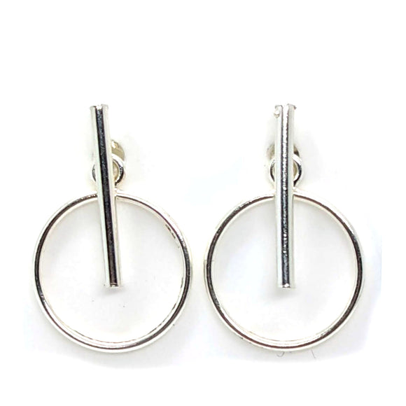 Sterling Silver Circle Jacket Stud Earrings