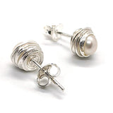 Sterling Silver Freshwater Pearl Swirl Stud Earrings