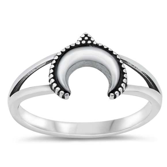 Bali Style Sterling Silver Crescent Moon Ring