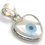 Sterling Silver Mother of Pearl Heart Evil Eye Pendant