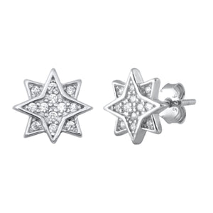 Sterling Silver Pave Set Cubic Zirconia Star Earrings