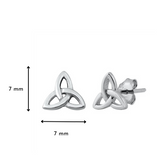 Celtic Style Sterling Silver Triquetra Stud Earrings 7 mm